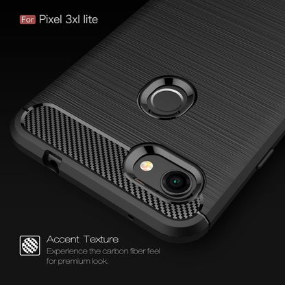 Brushed TPU case with carbon-fiber accent bumper and ring grip for Google Pixel 3XL Lite