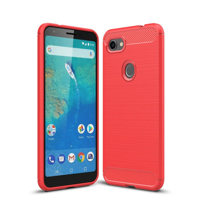 Brushed texture carbon fiber TPU case with ring grip for Google Pixel 3XL Lite, red