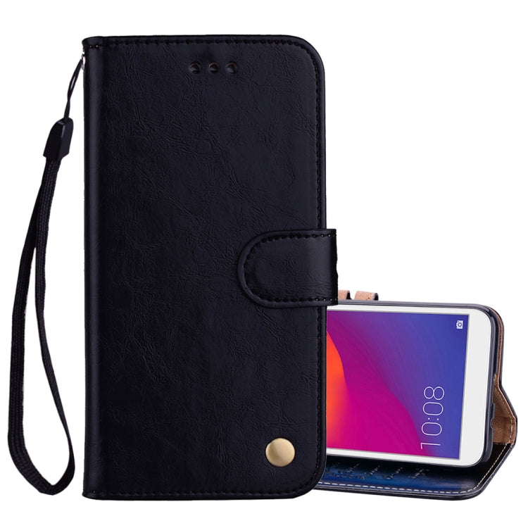 Black flip leather wallet phone case with wrist strap and card holder, for Huawei phone