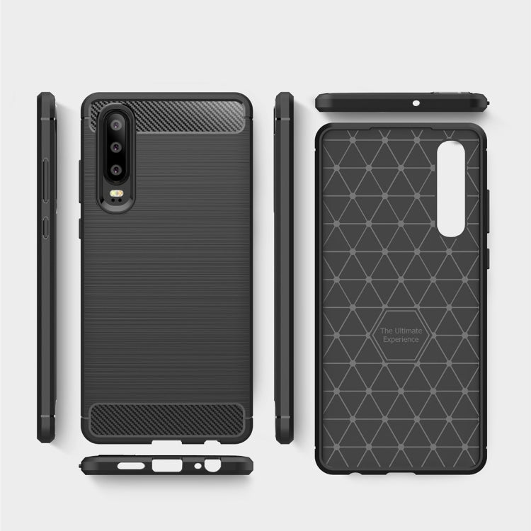 Shockproof TPU case set showing back, side rails, and camera cutout for Huawei P30