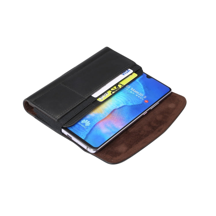 Black card slot wallet phone case showing credit cards inside