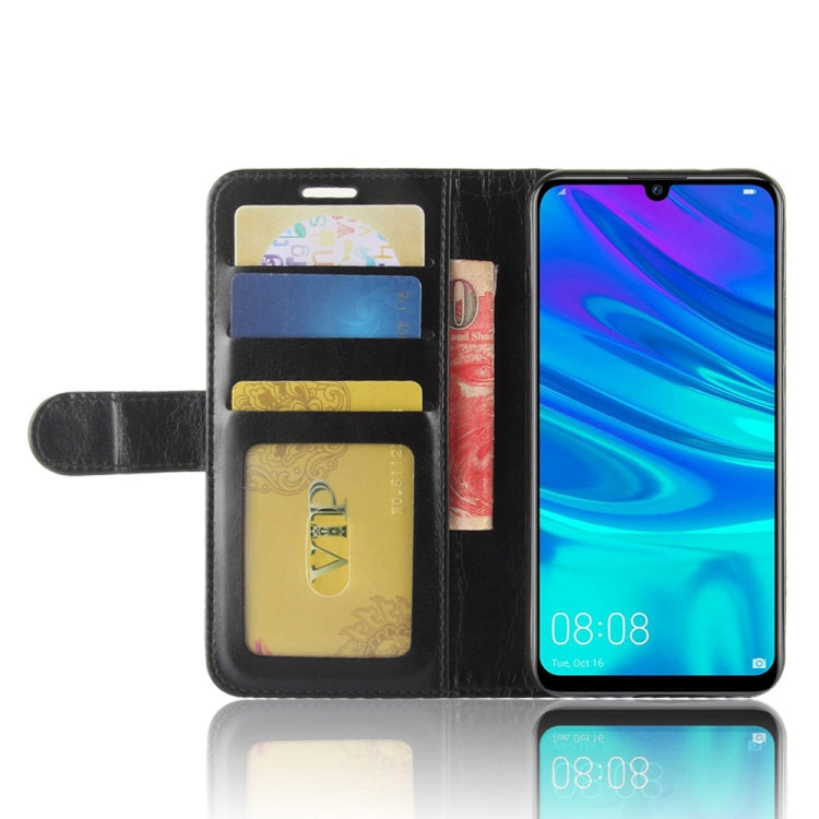 Black leather flip phone case with card slots and screen window