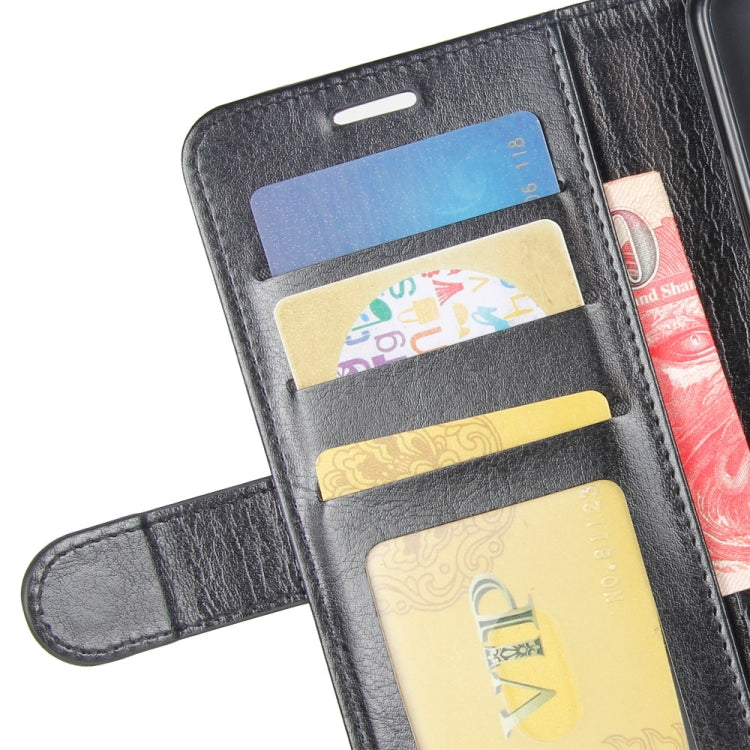 Black leather folio interior with multiple card slots and wrist strap