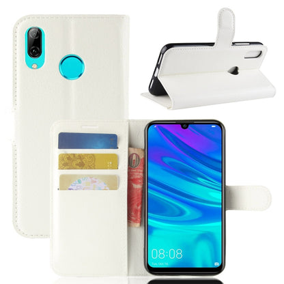 White litchi-texture leather flip wallet case with card slots and holder for phone