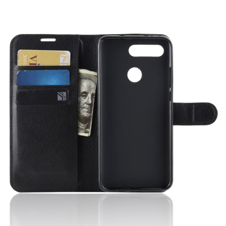Black leather wallet-style case with card slots and cash holder