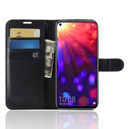 Black flip leather phone case with wallet card slots and viewing stand