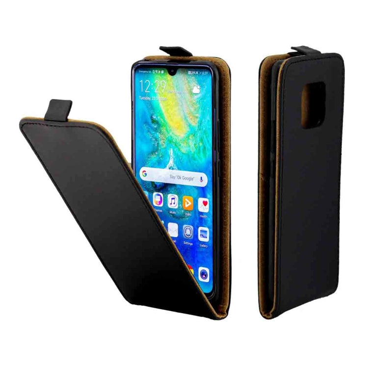 Vertical flip phone case with card slot, black outer shell and tan interior lining