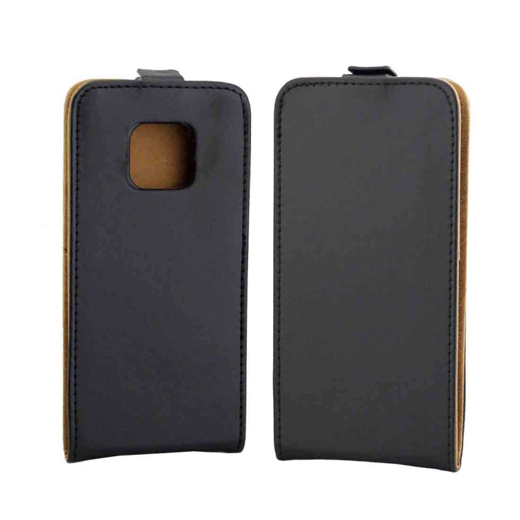 Vertical flip phone case with card slot, front and back views in black