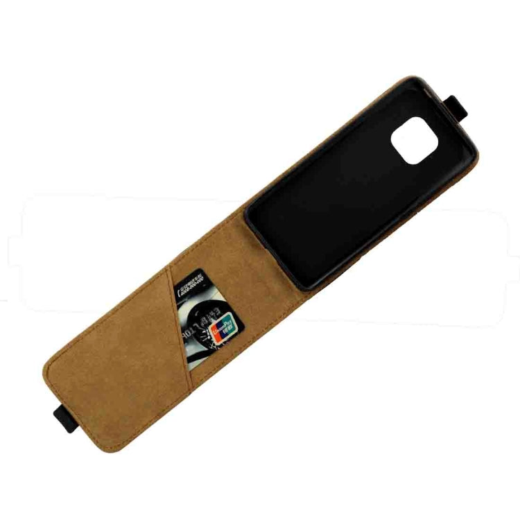Vertical flip phone case with card slot, tan back with black card window