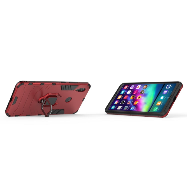 Red shockproof phone case with magnetic ring holder shown in side profile