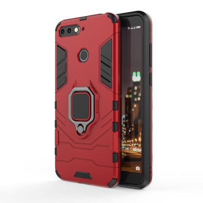 Red shockproof phone case with magnetic ring holder for Huawei Honor 7A