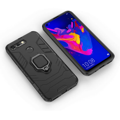 Black shockproof case with magnetic ring holder, rear cover and screen-edge lip