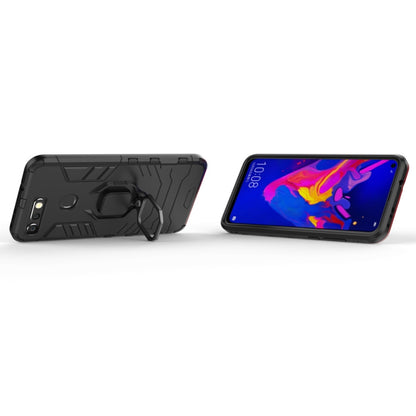 Black shockproof phone case with magnetic ring holder, slim side profile