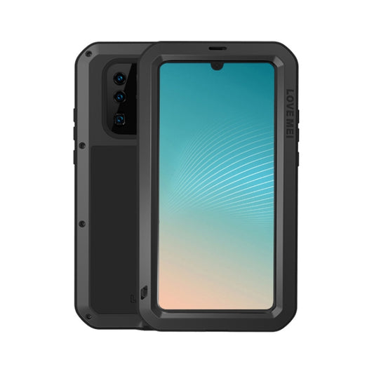 Black metal and silicone phone case with protective bezel for Huawei P30 Pro