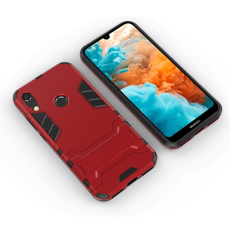 Red shockproof phone case with TPU bumper edges for Huawei Y6 (2019)