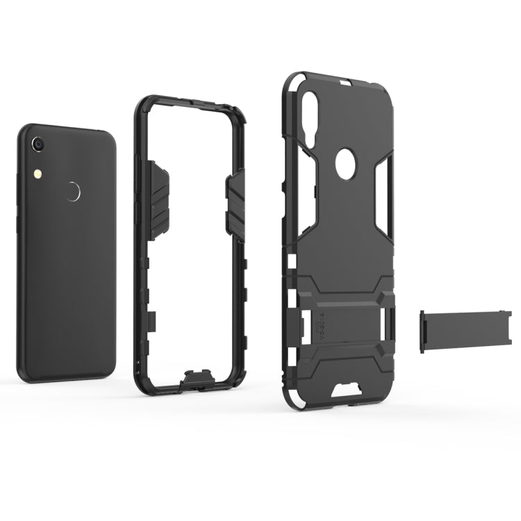 Black shockproof phone case kit with back cover and frame for Huawei Y6 (2019)