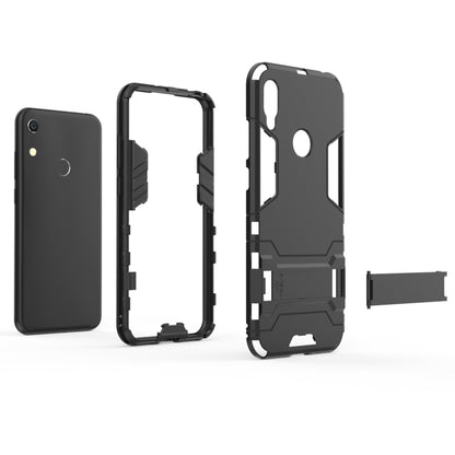 Black shockproof phone case kit with back cover and frame for Huawei Y6 (2019)