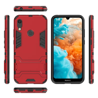 Red shockproof phone case with raised protection edges for Huawei Y6 (2019)