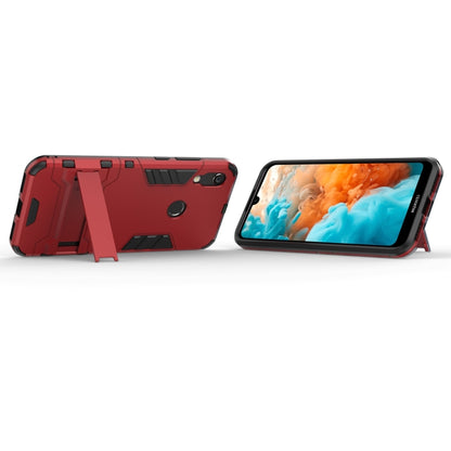Red shockproof phone case with kickstand/holder for Huawei Y6 (2019)