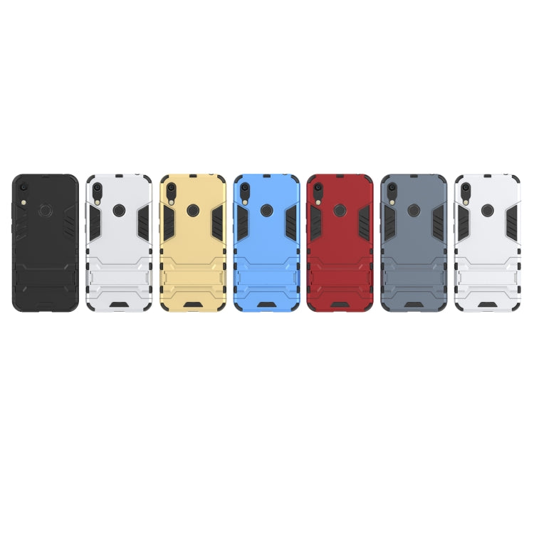 Multiple color shockproof phone cases for Huawei Y6 (2019): black, white, blue, red