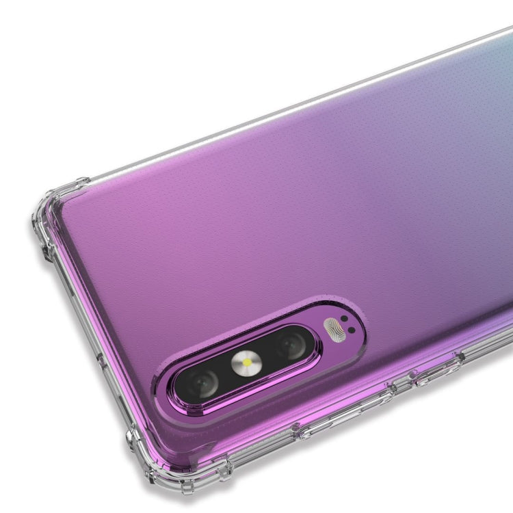 Clear TPU shockproof case close-up with camera lens cutout and soft bumper