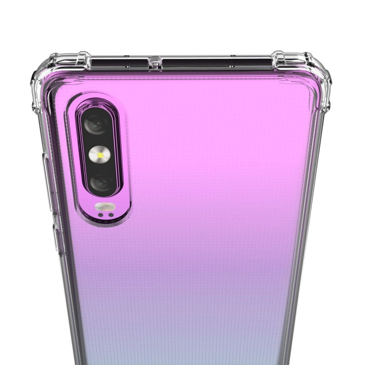 Clear TPU shockproof phone case with camera cutout and raised rim for HUAWEI P30