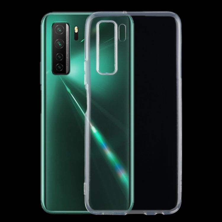 Transparent TPU phone case for Huawei nova 7 SE, with camera and speaker cutouts.