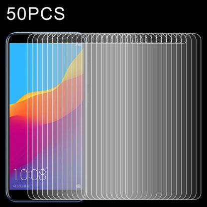 Tempered glass screen protector film set, 2.5D edge, for Honor 7A (50 pack)