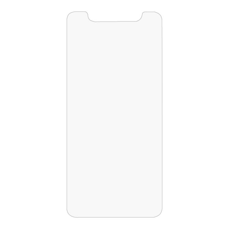 Clear tempered glass screen protector film with cutouts for a phone