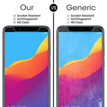 Tempered glass screen protectors comparison on smartphones, anti-scratch labels