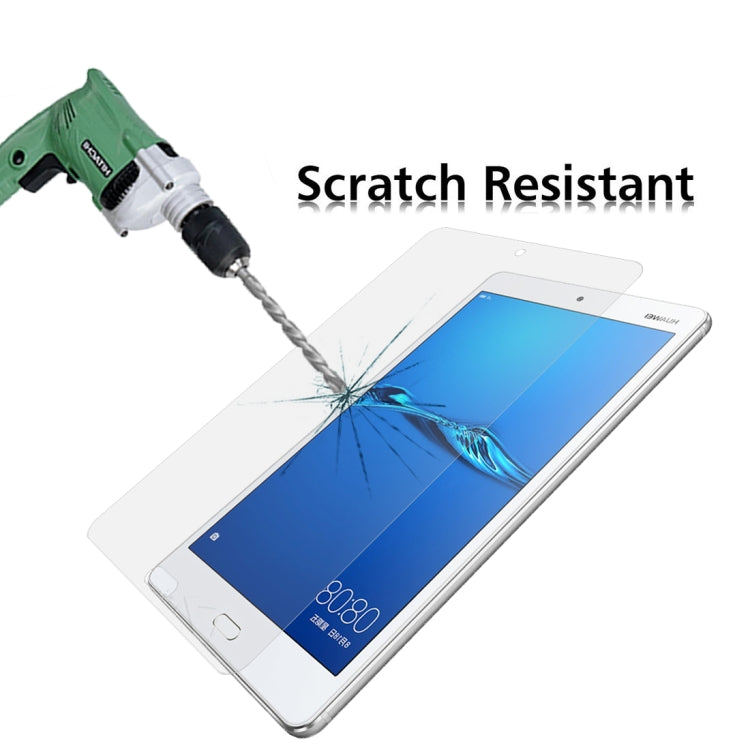 Tempered glass screen protector for tablet, drill test indicates scratch-resistant surface