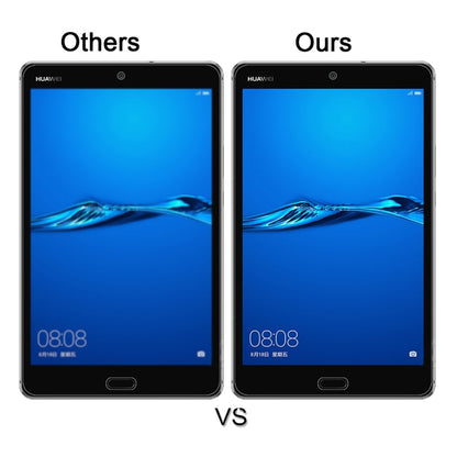 Tempered glass screen protector vs others, clearer tablet display with protector applied