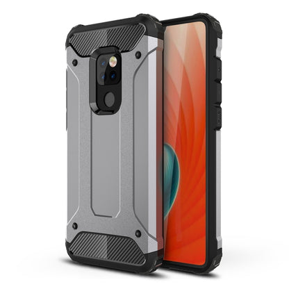 Silver TPU + PC phone case for Huawei Mate 20 with raised camera cover and grips