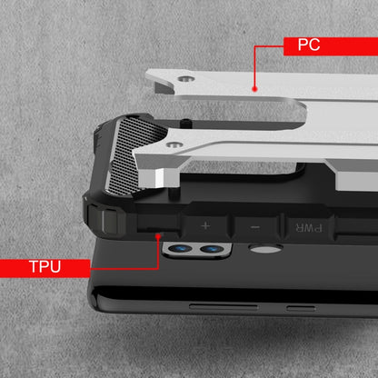 Navy TPU + PC phone case showing TPU and PC layers near the device ports