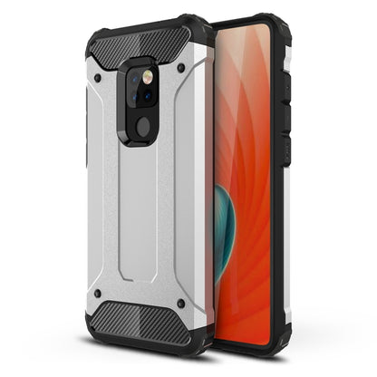 Silver TPU + PC phone case for Huawei Mate 20 with textured corner and camera cutout