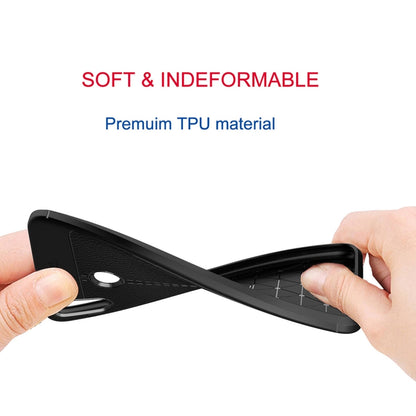 Black TPU phone case with flexible sides and litchi-textured back
