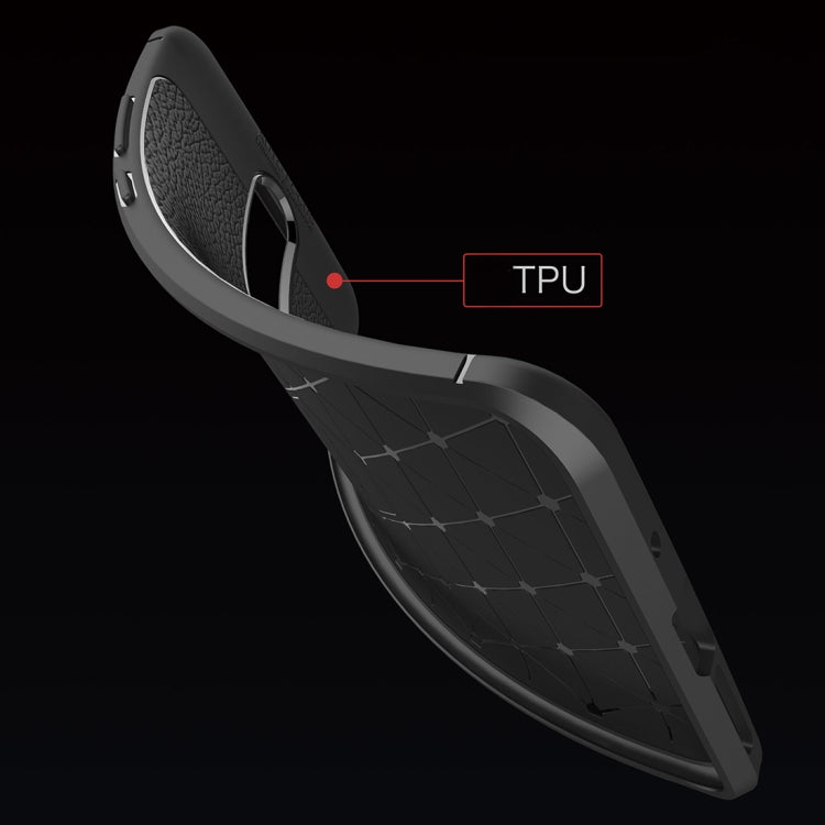 Black litchi-texture TPU phone case with flexible edge protection