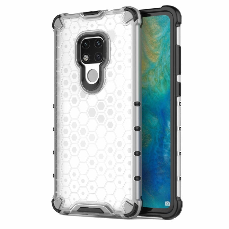 Shockproof honeycomb phone case in white with camera bezel cutout and protective edges