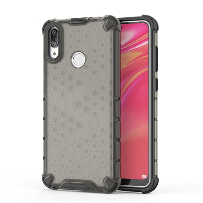 Honeycomb shockproof TPU phone case, dark gray hex pattern, front and back