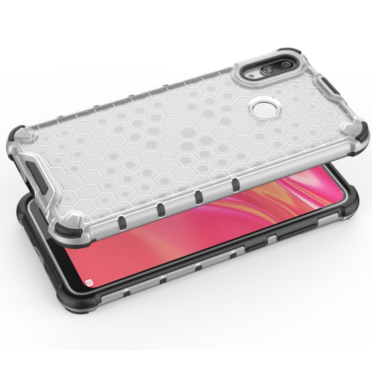 Honeycomb shockproof TPU phone case, light gray hex pattern, back and screen edge
