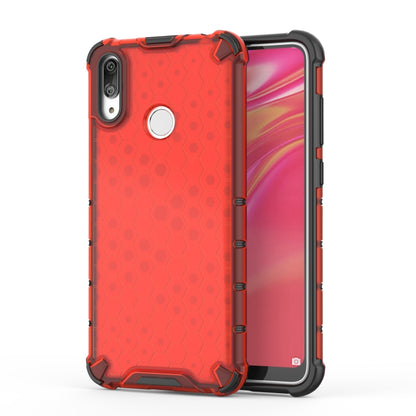 Honeycomb shockproof TPU phone case, red hex pattern, front and back