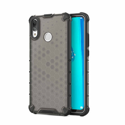 Black honeycomb shockproof phone case with TPU bumper, Huawei Y9 2019 fit