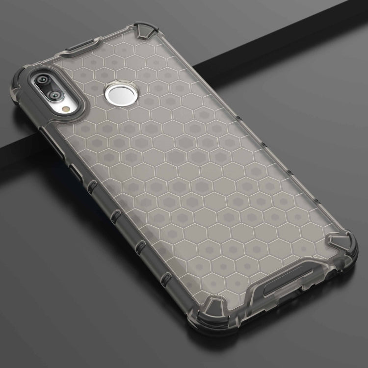 Clear honeycomb shockproof phone case with raised TPU corners and cutouts