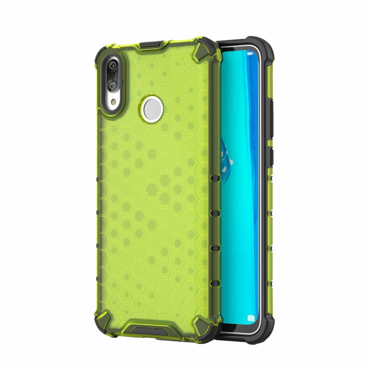 Green honeycomb shockproof phone case with TPU bumper and camera cutout
