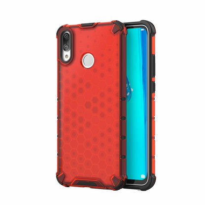 Red honeycomb shockproof phone case with TPU bumper and raised corners