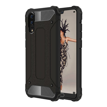 Rugged black TPU+PC phone case with textured grip and raised camera bezel