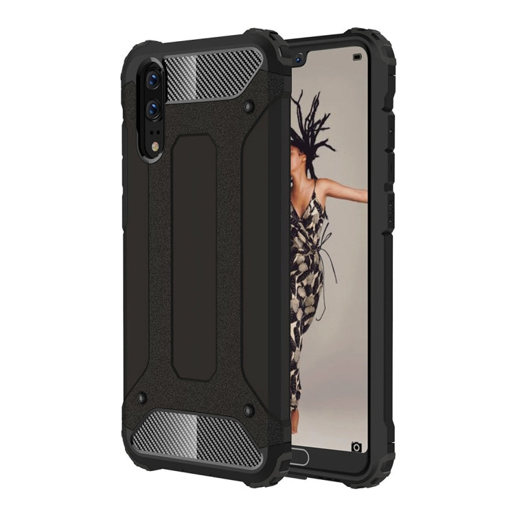 Black rugged phone case on device, textured back and side bumpers for protection
