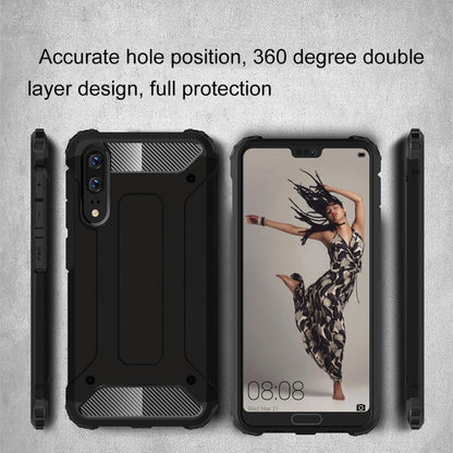 Rugged dual-layer phone case showing front and back views with textured panels