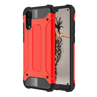 Rugged TPU PC phone case, red with textured grips, raised camera and screen protection