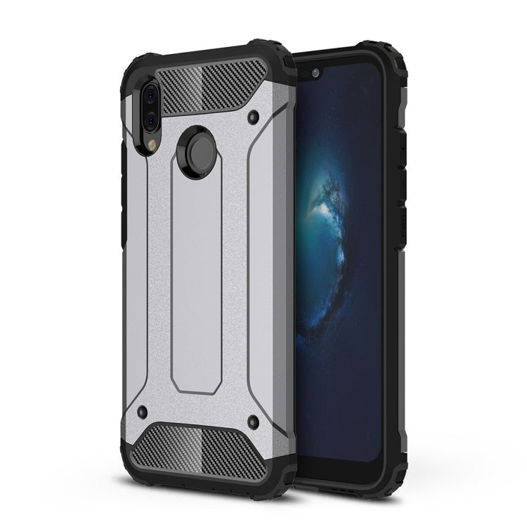 Rugged TPU+PC case for Huawei P20 Lite, silver front bezel and textured back